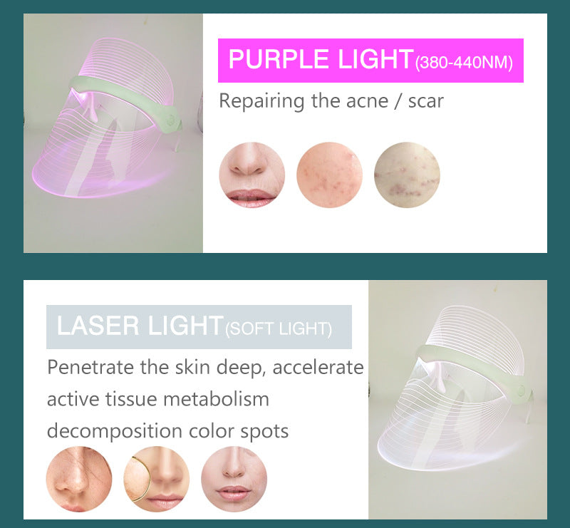 Máscara Facial de Terapia de Luz LED de 7 Colores