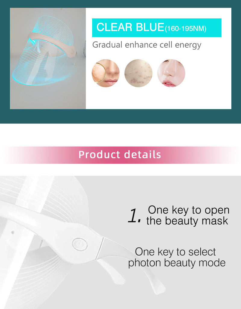 Máscara Facial de Terapia de Luz LED de 7 Colores