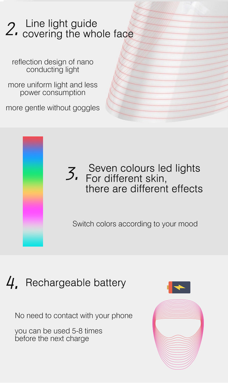 Máscara Facial de Terapia de Luz LED de 7 Colores