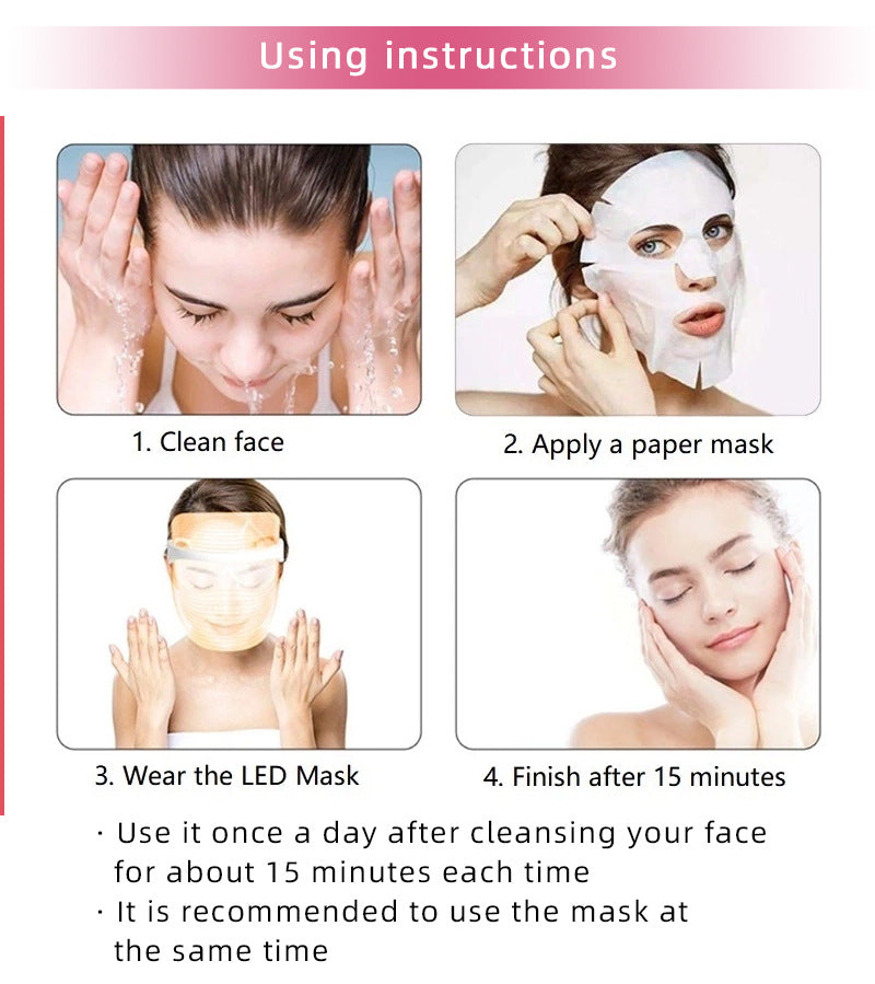 Máscara Facial de Terapia de Luz LED de 7 Colores