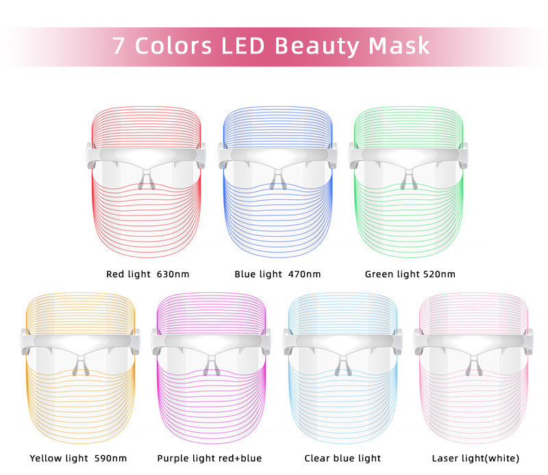 Máscara Facial de Terapia de Luz LED de 7 Colores